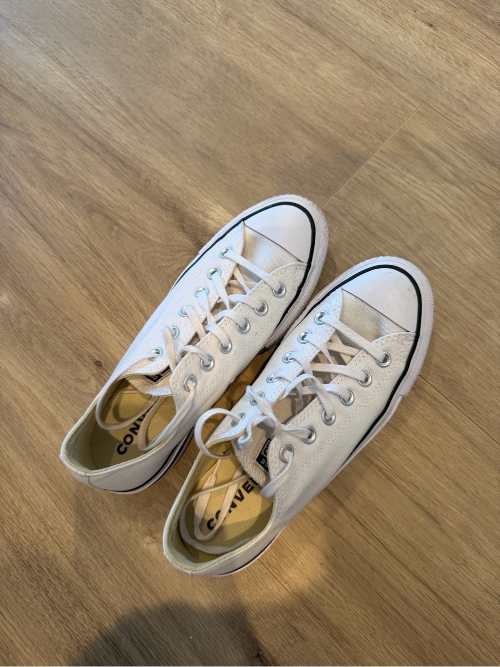 Platform Converse White Low-Top Canvas Sneakers